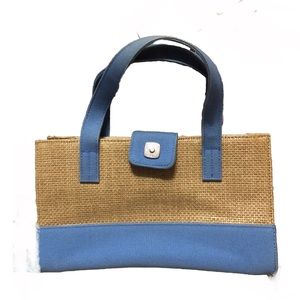 🍁 DKNY Straw and Canvas Mini Tote Hand Bag Purse New